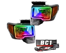Oracle Lighting Pre-Assembled Halo Headlights (Black Housing) ColorSHIFT w/ BC1 Controller LED HL Ford F-150 2009-2014