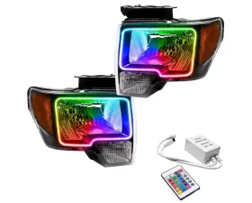 Oracle Lighting Pre-Assembled Halo Headlights (Black Housing) ColorSHIFT w/ Simple Controller LED HL Ford F-150 2009-2014