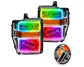 Oracle Lighting Pre-Assembled Halo Headlights (Chrome Housing) ColorSHIFT w/ RF Controller Ford F250 | 350 Super Duty 2008-2010