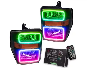 Oracle Lighting Pre-Assemble LED Halo Headlights (Black Housing) ColorSHIFT w/ 2.0 Controller Ford F250 | 350 Super Duty 2008-2010