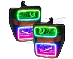 Oracle Lighting Pre-Assemble LED Halo Headlights (Black Housing) ColorSHIFT w/o Controller Ford F250 | 350 Super Duty 2008-2010