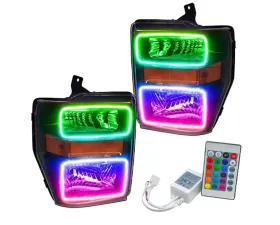 Oracle Lighting Pre-Assemble LED Halo Headlights (Black Housing) ColorSHIFT w/ Simple Controller Ford F250 | 350 Super Duty 2008-2010