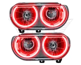 Oracle Lighting Pre-Assembled Halo Headlights (Non-HID Chrome Housing) Red Color SMD HL Dodge Challenger 2008-2014