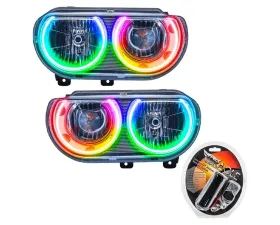 Oracle Lighting Pre-Assembled Halo Headlights (Non-HID Chrome Housing) ColorSHIFT w/ RF Controller SMD HL Dodge Challenger 2008-2014