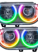 Oracle Lighting Pre-Assembled Headlights Chrome Non-HID Dynamic ColorSHIFT Dodge Challenger 2008-2014                                     - 7720-332 - Image 4