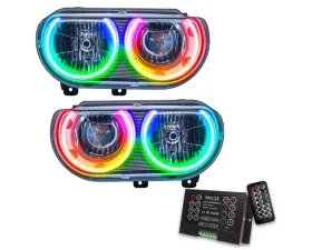 Oracle Lighting Pre-Assembled Halo Headlights (Non-HID Chrome Housing) ColorSHIFT w/ 2.0 Controller SMD HL Dodge Challenger 2008-2014