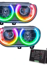 Oracle Lighting Pre-Assembled Halo Headlights (Non-HID Chrome Housing) ColorSHIFT w/ 2.0 Controller SMD HL Dodge Challenger 2008-2014                                     - 7720-333 - Image 5