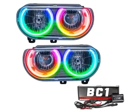 Oracle Lighting Pre-Assembled Halo Headlights (Non-HID Chrome Housing) ColorSHIFT w/ BC1 Controller SMD HL Dodge Challenger 2008-2014