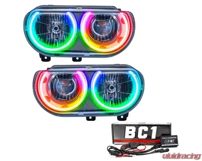 Oracle Lighting Pre-Assembled Halo Headlights (Non-HID Chrome Housing) ColorSHIFT w/ BC1 Controller SMD HL Dodge Challenger 2008-2014 - 7720-335