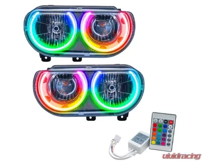 Oracle Lighting Pre-Assembled Halo Headlights (Non-HID Chrome Housing) ColorSHIFT w/ Simple Controller SMD HL Dodge Challenger 2008-2014 - 7720-504