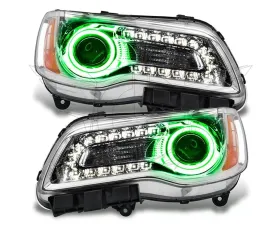 Oracle Lighting Pre-Assembled LED Halo Headlights (Non-HID Chrome Housing) Green Color SMD HL Chrysler 300C 2011-2014
