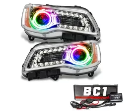 Oracle Lighting Pre-Assembled LED Halo Headlights (Non-HID Chrome Housing) ColorSHIFT w/ BC1 Controller SMD HL Chrysler 300C 2011-2014