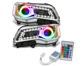 Oracle Lighting Pre-Assembled LED Halo Headlights (Non-HID Chrome Housing) ColorSHIFT w/ Simple Controller SMD HL Chrysler 300C 2011-2014