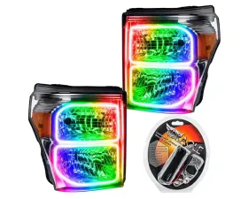 Oracle Lighting Pre-Assembled LED Halo Headlights (Chrome Housing) ColorSHIFT w/ RF Controller Ford F250 | 350 2011-2016