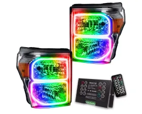 Oracle Lighting Pre-Assembled LED Halo Headlights (Chrome Housing) ColorSHIFT w/ 2.0 Controller Ford F250 | 350 2011-2016