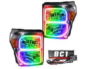 Oracle Lighting Pre-Assembled LED Halo Headlights (Chrome Housing) ColorSHIFT w/ BC1 Controller Ford F-250 | F-350 2011-2016