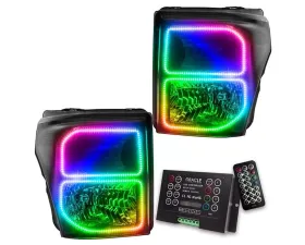 Oracle Lighting Pre-Assembled LED Halo Headlights (Black Housing) ColorSHIFT w/ 2.0 Controller Ford F250 | 350 Super Duty 2011-2016
