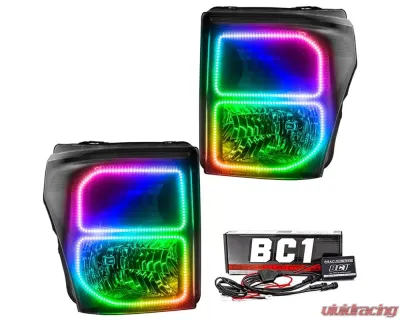 Oracle Lighting LED Halo Pre-Assembled Headlights (Black Housing) ColorSHIFT w/ BC1 Controller Ford F250 | 350 Super Duty 2011-2016 - 8159-335