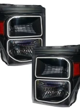 Oracle Lighting LED Halo Pre-Assembled Headlights (Black Housing) ColorSHIFT w/ BC1 Controller Ford F250 | 350 Super Duty 2011-2016                                     - 8159-335 - Image 2