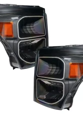 Oracle Lighting LED Halo Pre-Assembled Headlights (Black Housing) ColorSHIFT w/ BC1 Controller Ford F250 | 350 Super Duty 2011-2016                                     - 8159-335 - Image 3