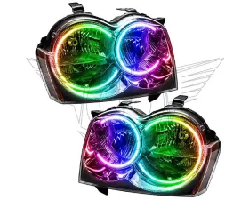 Oracle Lighting Pre-Assembled LED Halo Headlights (Non-HID Chrome) ColorSHIFT SMD HL Jeep Grand Cherokee 2005-2007