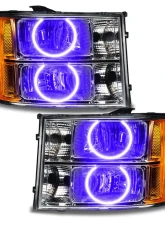 Oracle Lighting Pre-Assembled Halo Headlights (Round Ring) UV/Purple Color SMD HL - Round Ring Design GMC Sierra 2007-2013                                     - 8165-007 - Image 5