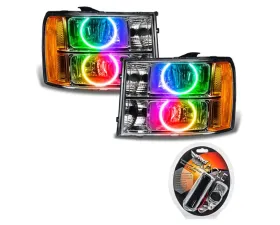 Oracle Lighting Pre-Assembled Halo Headlights (Round Ring) ColorSHIFT w/ RF Controller SMD HL - Round Ring Design GMC Sierra 2007-2013