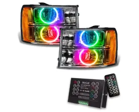 Oracle Lighting Pre-Assembled Halo Headlights (Round Ring) ColorSHIFT w/ 2.0 Controller SMD HL - Round Ring Design GMC Sierra 2007-2013