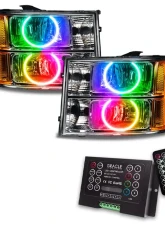 Oracle Lighting Pre-Assembled Halo Headlights (Round Ring) ColorSHIFT w/ 2.0 Controller SMD HL - Round Ring Design GMC Sierra 2007-2013                                     - 8165-333 - Image 5