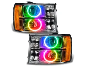 Oracle Lighting Pre-Assembled Halo Headlights (Round Ring) ColorSHIFT w/o Controller SMD HL - Round Ring Design GMC Sierra 2007-2013