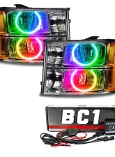 Oracle Lighting Pre-Assembled Halo Headlights (Round Ring) ColorSHIFT w/ BC1 Controller SMD HL Design GMC Sierra 2007-2013                                     - 8165-335 - Image 5