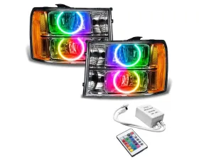 Oracle Lighting Pre-Assembled Halo Headlights (Round Ring) ColorSHIFT w/ Simple Controller SMD HL - Round Ring Design GMC Sierra 2007-2013