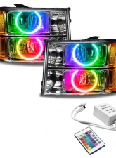 Oracle Lighting Pre-Assembled Halo Headlights (Round Ring) ColorSHIFT w/ Simple Controller SMD HL - Round Ring Design GMC Sierra 2007-2013                                     - 8165-504 - Image 5