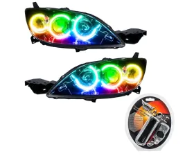 Oracle Lighting Pre-Assembled Halo Headlights (4DR Halogen Style) ColorSHIFT w/ RF Controller SMD HL Mazda 3 2004-2009
