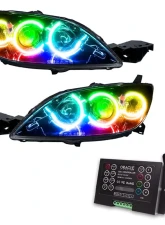 Oracle Lighting Pre-Assembled Halo Headlights (4DR Halogen Style) ColorSHIFT w/ 2.0 Controller SMD HL Mazda 3 2004-2009                                     - 8174-333 - Image 5