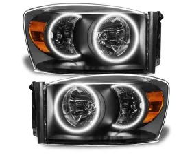 Oracle Lighting Pre-Assembled LED Halo Headlights Kit (HID Style) White Color SMD HL - Black Dodge Ram 2007-2008