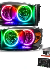 Oracle Lighting Pre-Assembled LED Halo Headlights Kit (HID Style) ColorSHIFT w/ 2.0 Controller SMD HL - Black Dodge Ram 2007-2008                                     - 8187-333 - Image 5