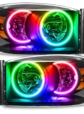 Oracle Lighting Pre-Assembled LED Halo Headlights Kit (HID Style) ColorSHIFT w/ No Controller SMD HL - Black Dodge Ram 2007-2008                                     - 8187-334 - Image 5