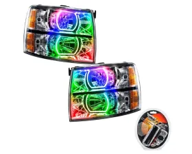 Oracle Lighting Pre-Assembled LED Halo Headlights Square Style (Chrome) ColorSHIFT w/ RF Controller SMD HL Chevrolet Silverado 2007-2013