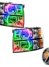 Oracle Lighting Pre-Assembled LED Halo Headlights Square Style (Chrome) ColorSHIFT w/ RF Controller SMD HL Chevrolet Silverado 2007-2013                                     - 8188-330 - Image 5
