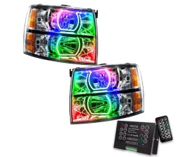 Oracle Lighting Pre-Assembled LED Halo Headlights Square Style (Chrome) ColorSHIFT w/ 2.0 Controller SMD HL Chevrolet Silverado 2007-2013