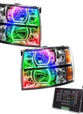 Oracle Lighting Pre-Assembled LED Halo Headlights Square Style (Chrome) ColorSHIFT w/ 2.0 Controller SMD HL Chevrolet Silverado 2007-2013                                     - 8188-333 - Image 5