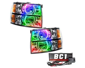 Oracle Lighting Pre-Assembled LED Halo Headlights Square Style (Chrome) ColorSHIFT w/ BC1 Controller SMD HL Chevrolet Silverado 2007-2013