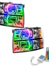 Oracle Lighting Pre-Assembled LED Halo Headlights Square Style (Chrome) ColorSHIFT w/ Simple Controller SMD HL Chevrolet Silverado 2007-2013                                     - 8188-504 - Image 5