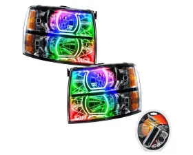 Oracle Lighting Pre-Assembled LED Halo Headlights Square Style (Black) ColorSHIFT w/ RF Controller SMD HL Chevrolet Silverado 2007-2013