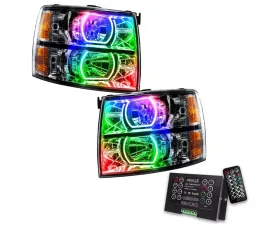 Oracle Lighting Pre-Assembled LED Halo Headlights Square Style (Black) ColorSHIFT w/ 2.0 Controller SMD HL Chevrolet Silverado 2007-2013