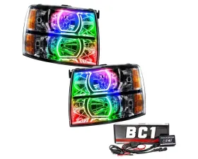 Oracle Lighting Pre-Assembled LED Halo Headlights Square Style (Black) ColorSHIFT w/ BC1 Controller SMD HL Chevrolet Silverado 2007-2013