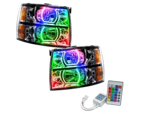 Oracle Lighting Pre-Assembled LED Halo Headlights Square Style (Black) ColorSHIFT w/ Simple Controller SMD HL Chevrolet Silverado 2007-2013