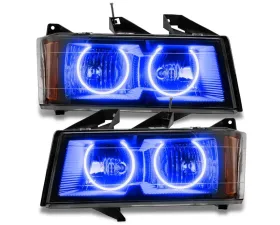 Oracle Lighting Pre-Assembled Headlights - Black LED Halo Kit Blue Chevrolet Colorado 2004-2012