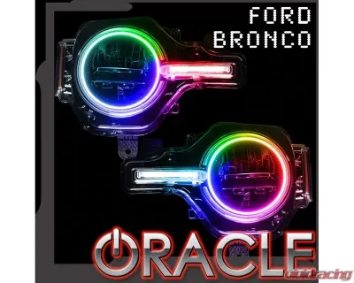 Oracle Lighting Colorshift Headlight Halo Kit w/ DRL Bar - Base Headlights w/out Controller Ford Bronco 2021-2023 - 1471-334